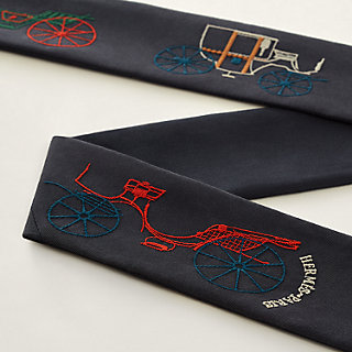 A Toute Berline ! Embroidered Long Twilly - Blue | Hermès Singapore